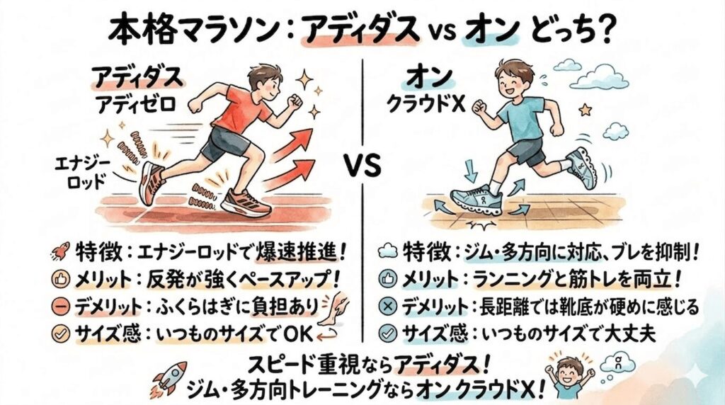 フルマラソン・長距離：後半まで足が残る一足はどっち？