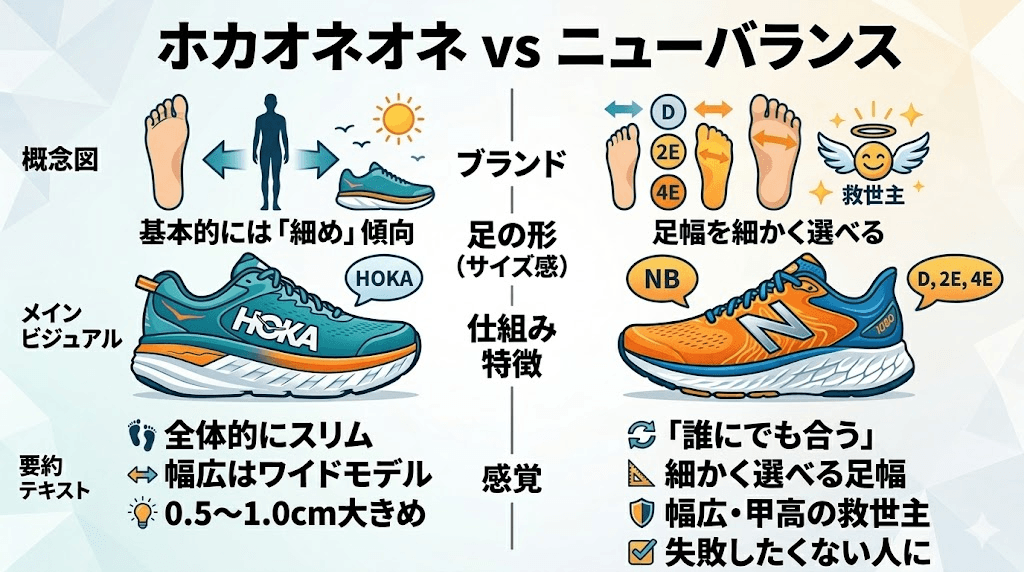 足の形（サイズ感）の違い