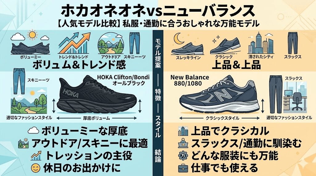 私服や通勤に合うおしゃれな万能モデルはどっち？