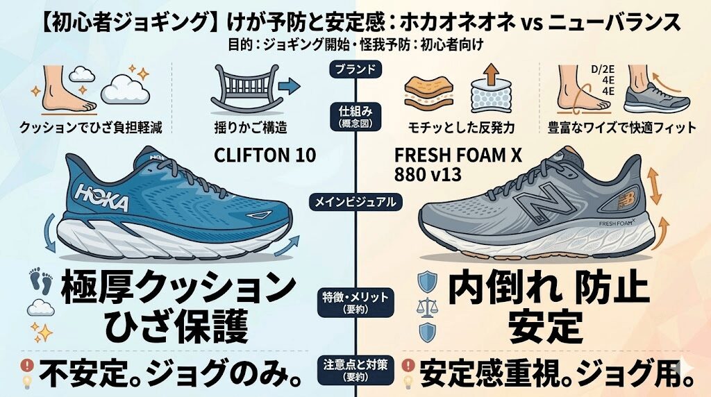 ジョギング初心者のけが予防と安定感ならどっち？