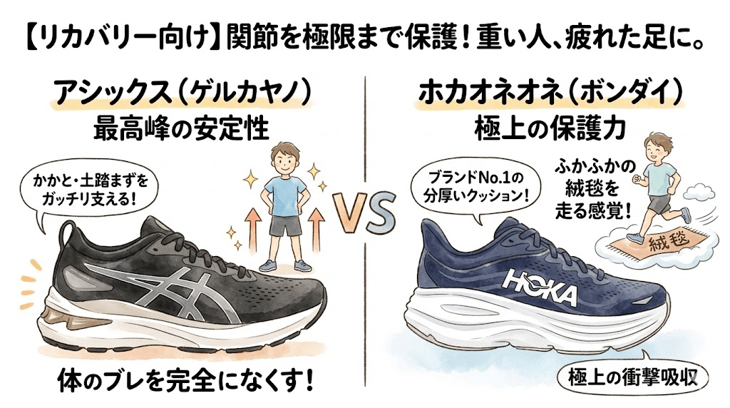 【リカバリー向け】最高峰の安定性ゲルカヤノ vs 極上の保護力ボンダイ