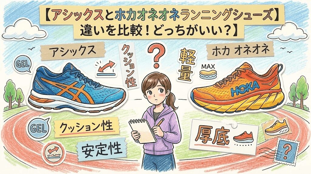 アシックスとホカオネオネランニングシューズ違いを比較！どっちがいい？