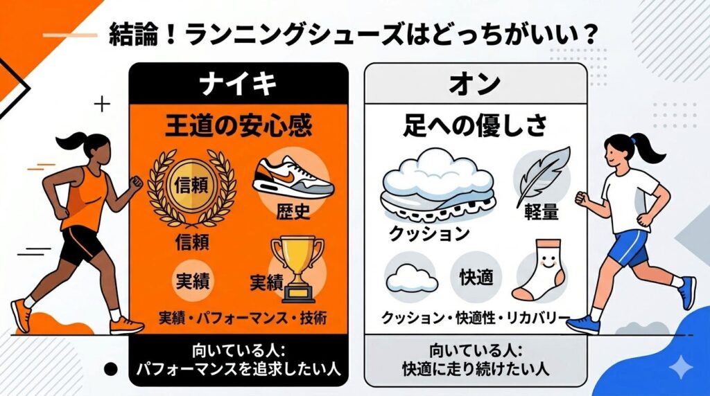 結論！ランニングシューズはナイキとオンどっちがいい？