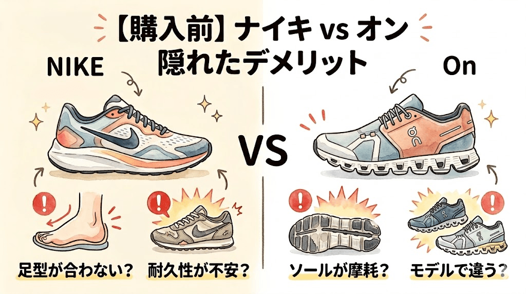 【購入前に要確認】ナイキとオンの弱点・デメリットを包み隠さず解説