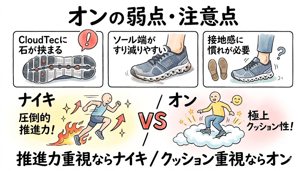 オンの弱点：実際に履き込んだシューズの使用感と注意点