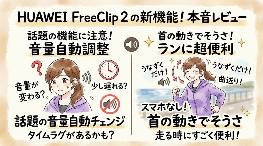 【新機能をためした】HUAWEI FreeClip 2の音の自動チェンジなど、本音の感想