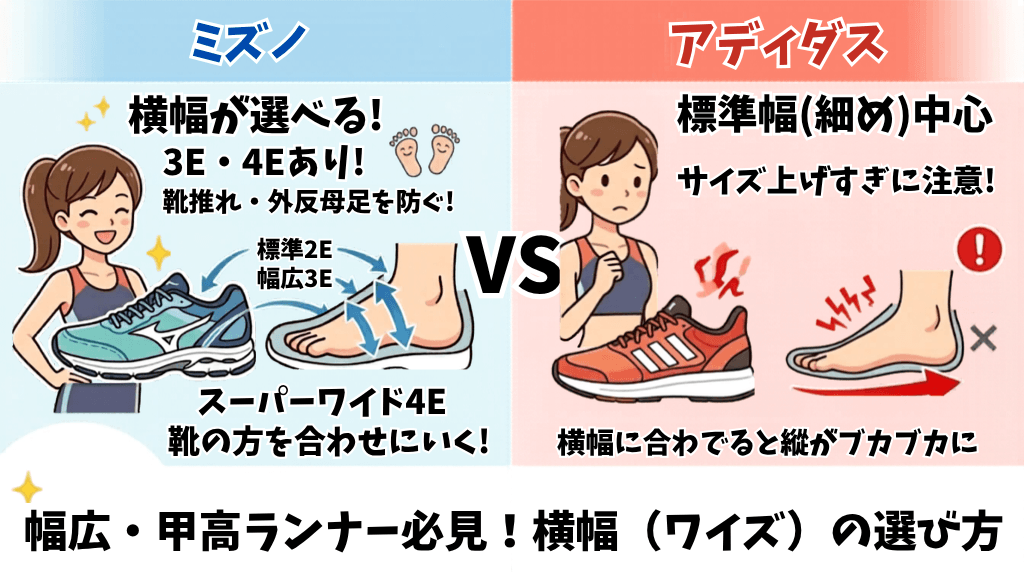 横幅（ワイズ）で選ぶなら、3E・4E展開があるミズノ一択