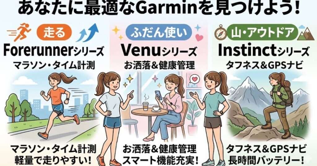 ガーミンは目的に合わせて選べる