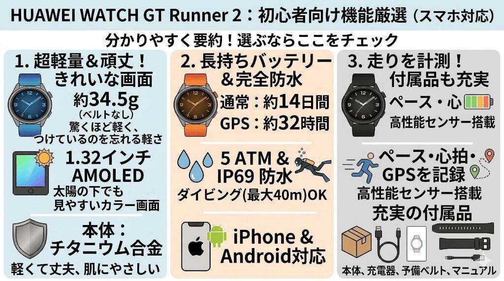 HUAWEI WATCH GT Runner 2のおすすめな機能一覧