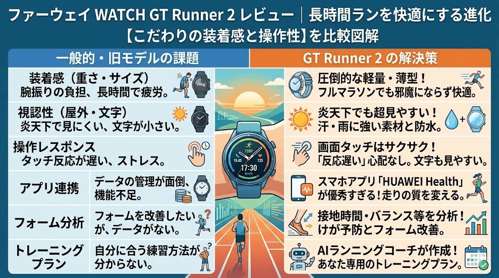 HUAWEI WATCH GT Runner 2レビュー！長時間のランニングを快適にするこだわりの「装着感」と「操作性」