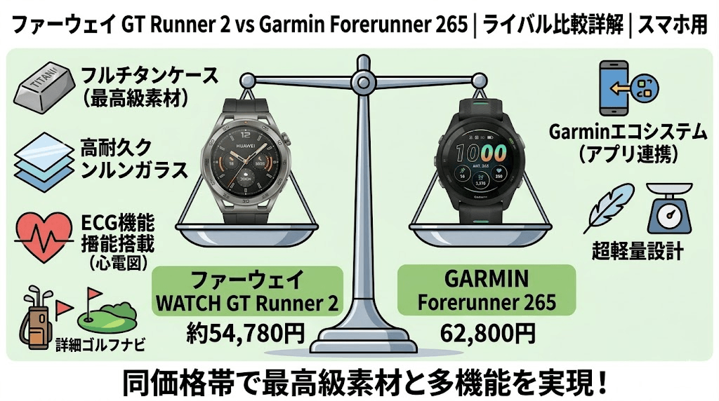 Garminなどライバルメーカーの同等ランニングウォッチとの価格比較