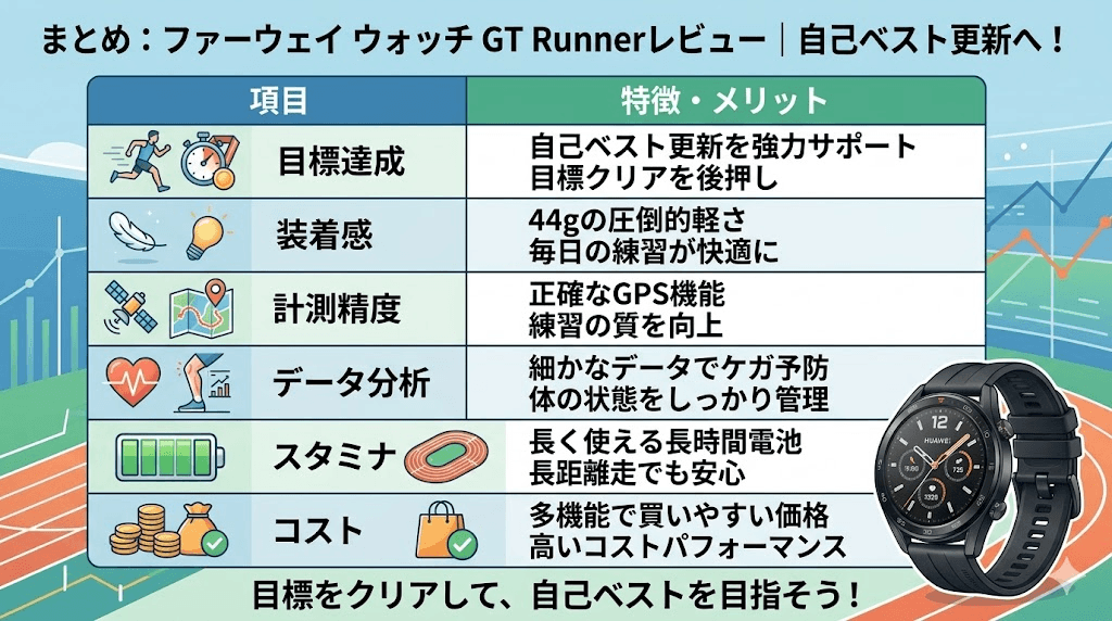 まとめ：HUAWEI WATCH GT Runnerレビュー！自己ベスト更新を目指すすべてのランナーにおすすめ