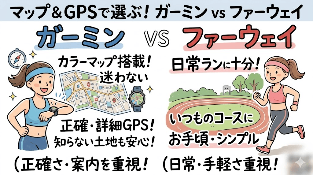 GPSの精度とルート案内はガーミンのマップが細かい