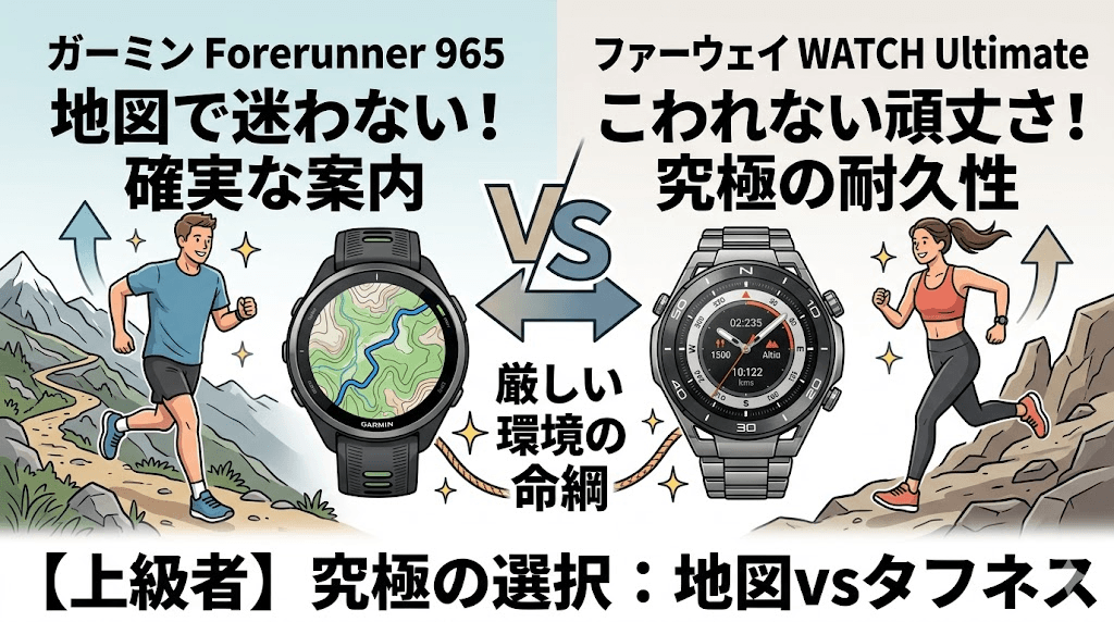 【上級者・マップ重視】ガーミン Forerunner 965vsファーウェイ WATCH Ultimate