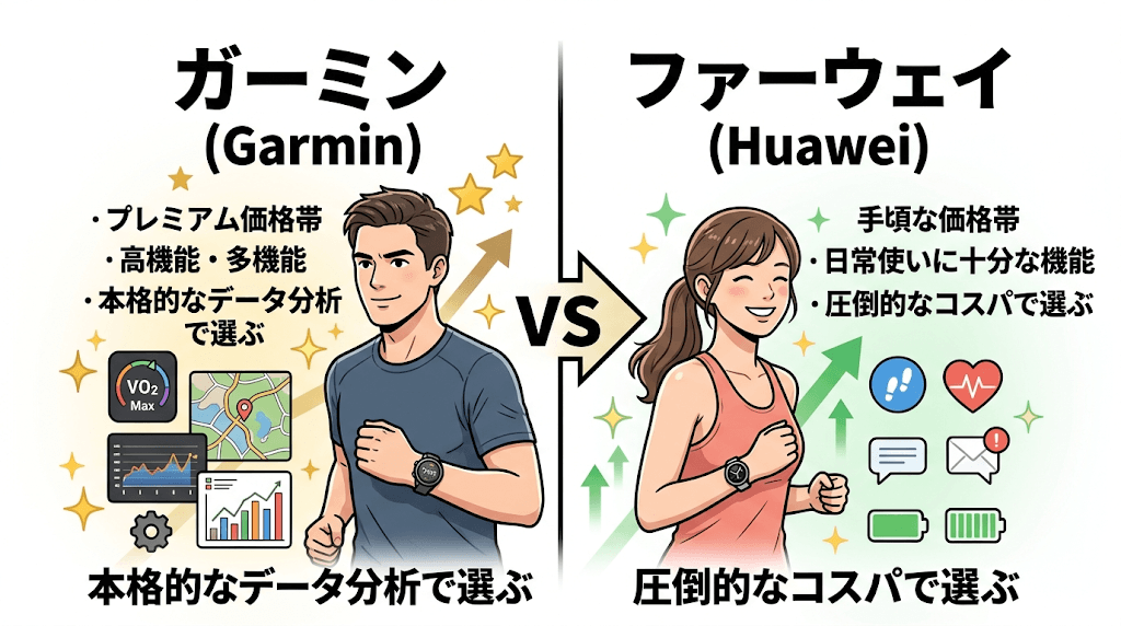【価格比較】ガーミン vs ファーウェイ!価格帯の違いとコスパを解説