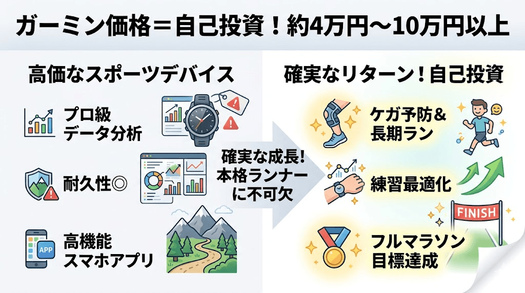 ガーミンの価格帯:約4万円〜10万円以上で自己投資にぴったり