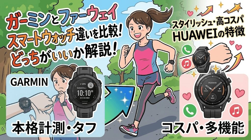 ガーミンとファーウェイのスマートウォッチ違いを比較！どっちがいいか解説！