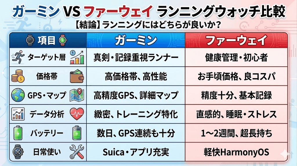 【結論】ガーミンとファーウェイのスマートウォッチどっちがいい？違いを比較