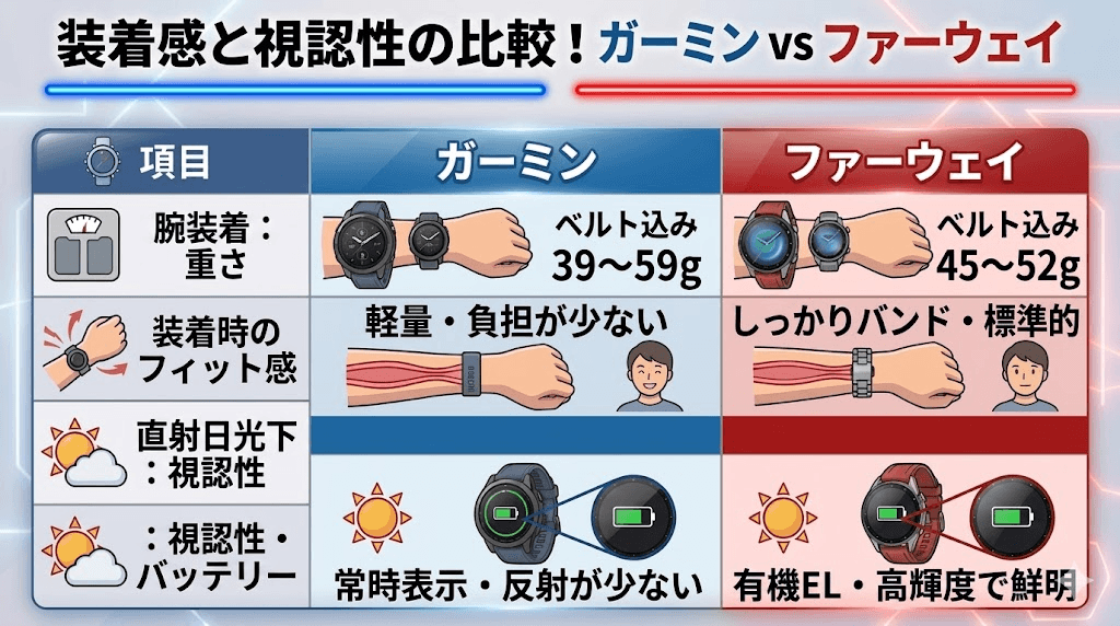 装着感と見やすさを比較！ガーミン vs ファーウェイ