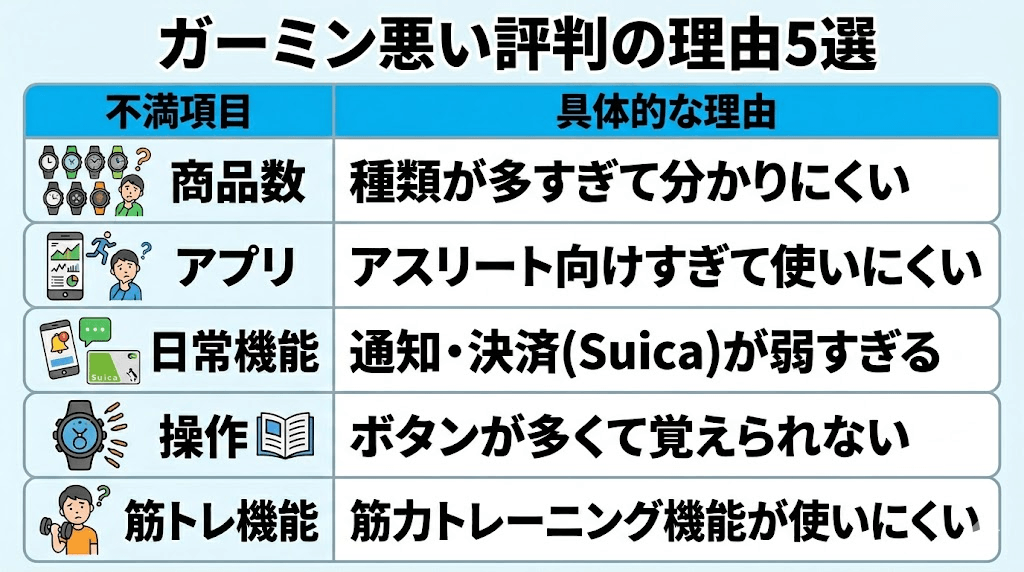 結論！ガーミンの評判が悪い理由5選