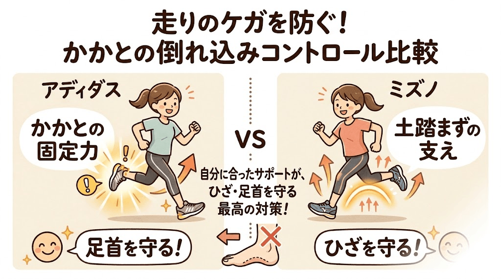 かかとの倒れ込みコントロール