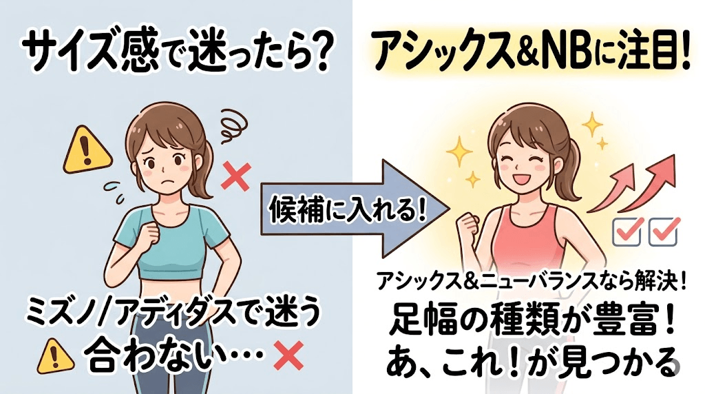 足の横幅のえらびたいなら「アシックスとニューバランス」