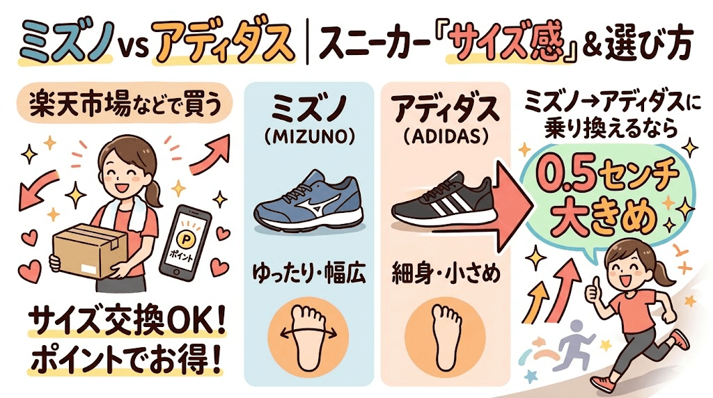 まとめ：ミズノとアディダスのサイズ感を知って自分のに合ったスニーカーを選ぼう