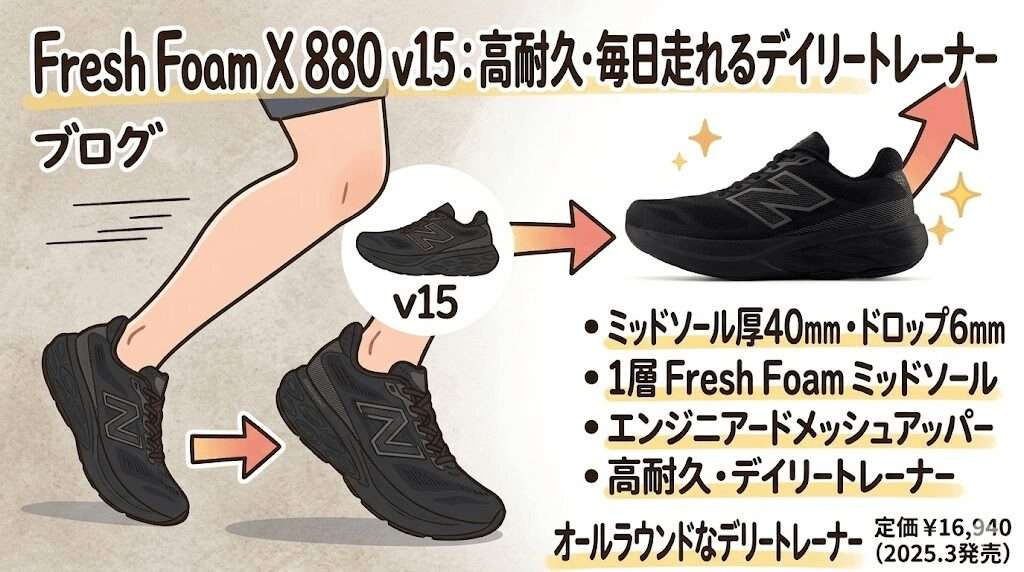 Fresh Foam X 880 v15:高耐久・毎日走れるデイリートレーナー