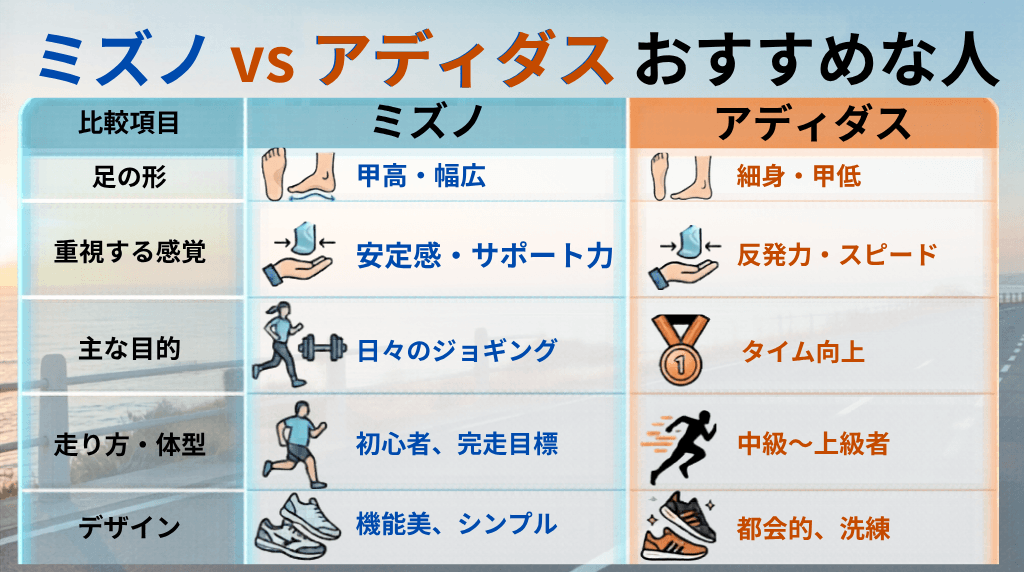 ミズノとアディダススニーカーがおすすめな人