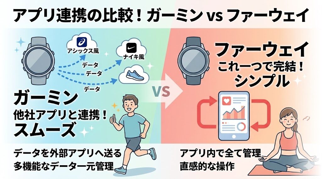 アプリ連携はガーミンがスムーズでファーウェイはシンプル
