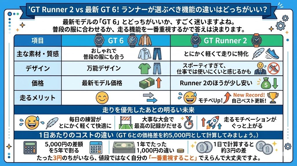 vs 最新GT 6！ランナーが選ぶべき機能の違いはどっちがいい？