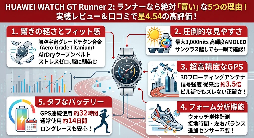 結論！HUAWEI WATCH GT Runner2レビュー総合評価は星4.54！ランナーなら絶対「買い」 