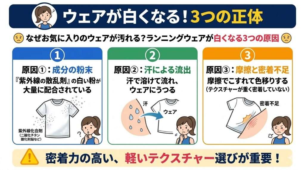 なぜお気に入りのウェアが汚れる?ランニングウェアが白くなる3つの原因