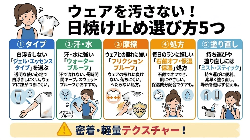 もうランニングウェアを汚さない!白くならない日焼け止めの選び方5つ