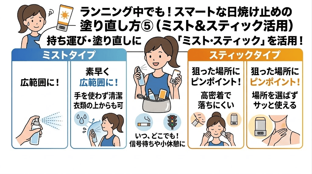 持ち運びや塗り直しには「ミスト・スティック」も視野に