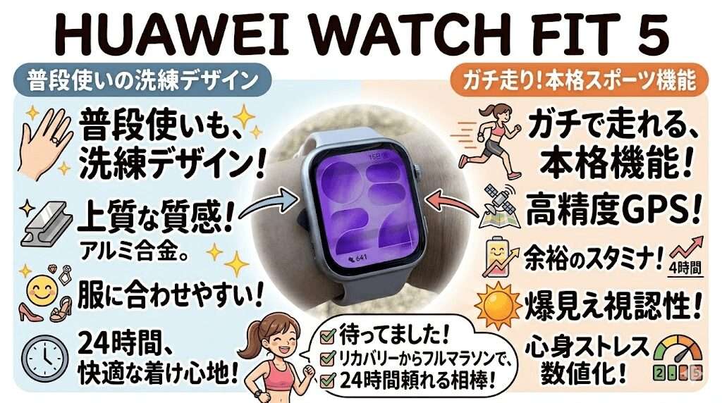 結論！HUAWEI WATCH FIT 5 は本気で走れるスタイリッシュな万能モデル