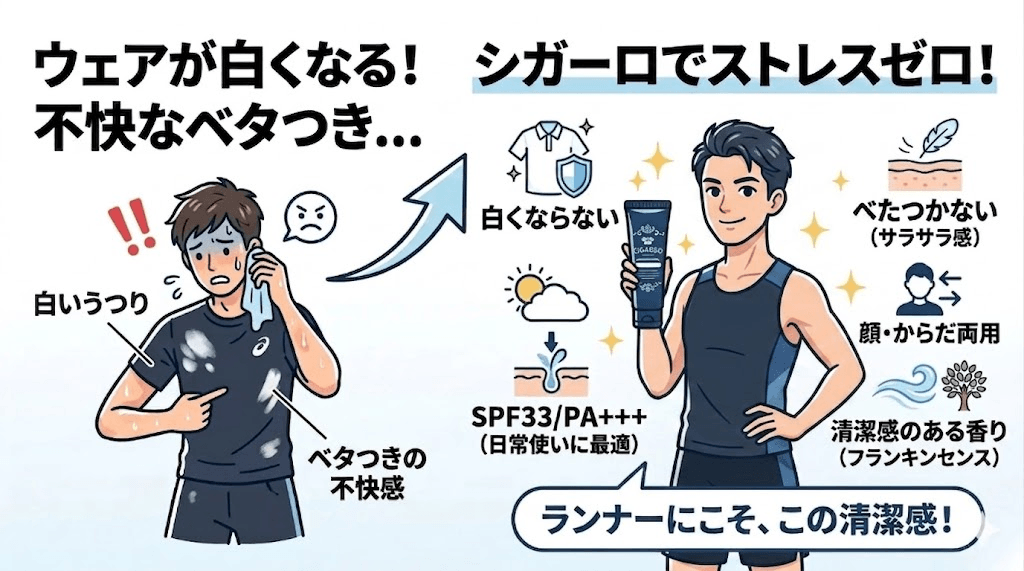 メンズでべたつかないものが欲しい人向け:UVプロテクトジェル(シガーロ)