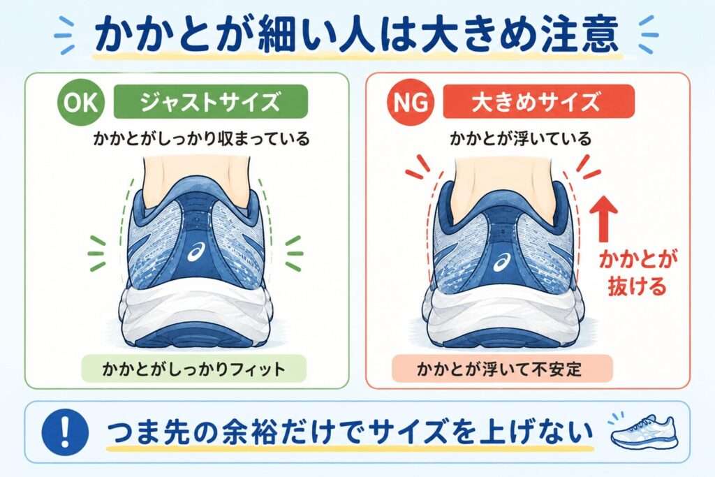 かかとが細い人