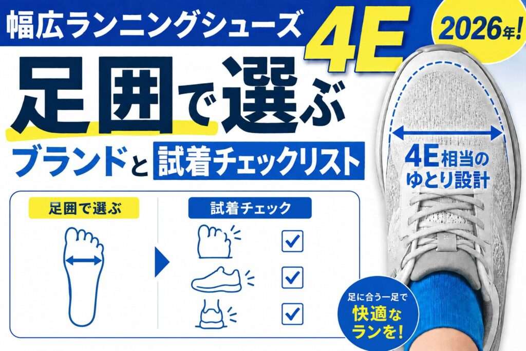幅広ランニングシューズ4E完全ガイド2026年！足囲で選ぶブランドとチェックリスト