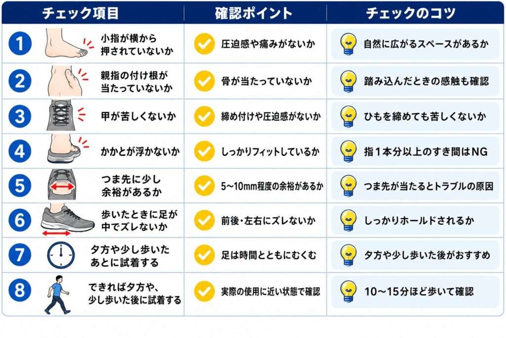 4Eランニングシューズで失敗しやすい選び方はある？足幅が広い人の試着チェックリスト
