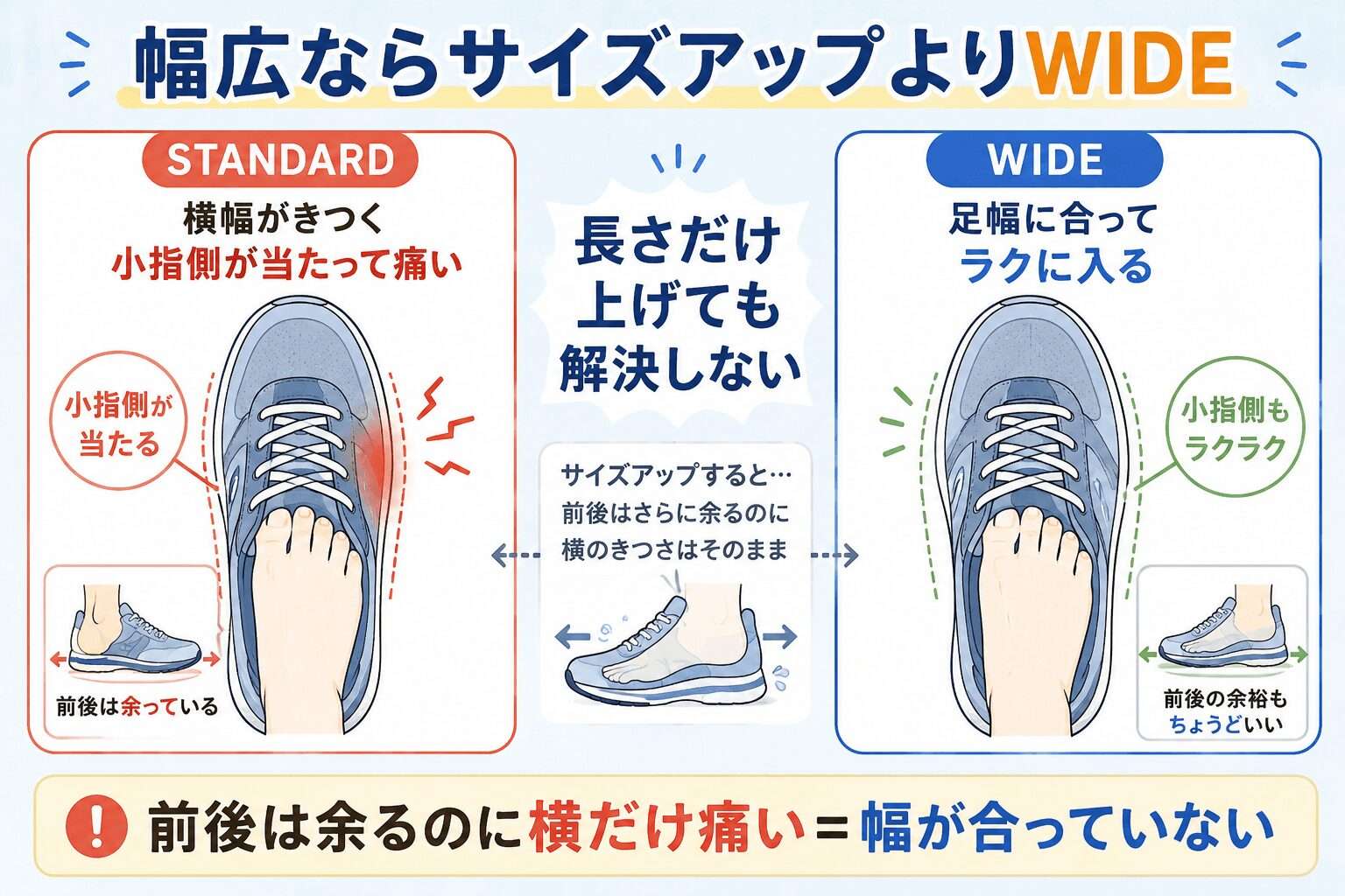 アシックス 幅広 サイズアップよりWIDEを選ぶ