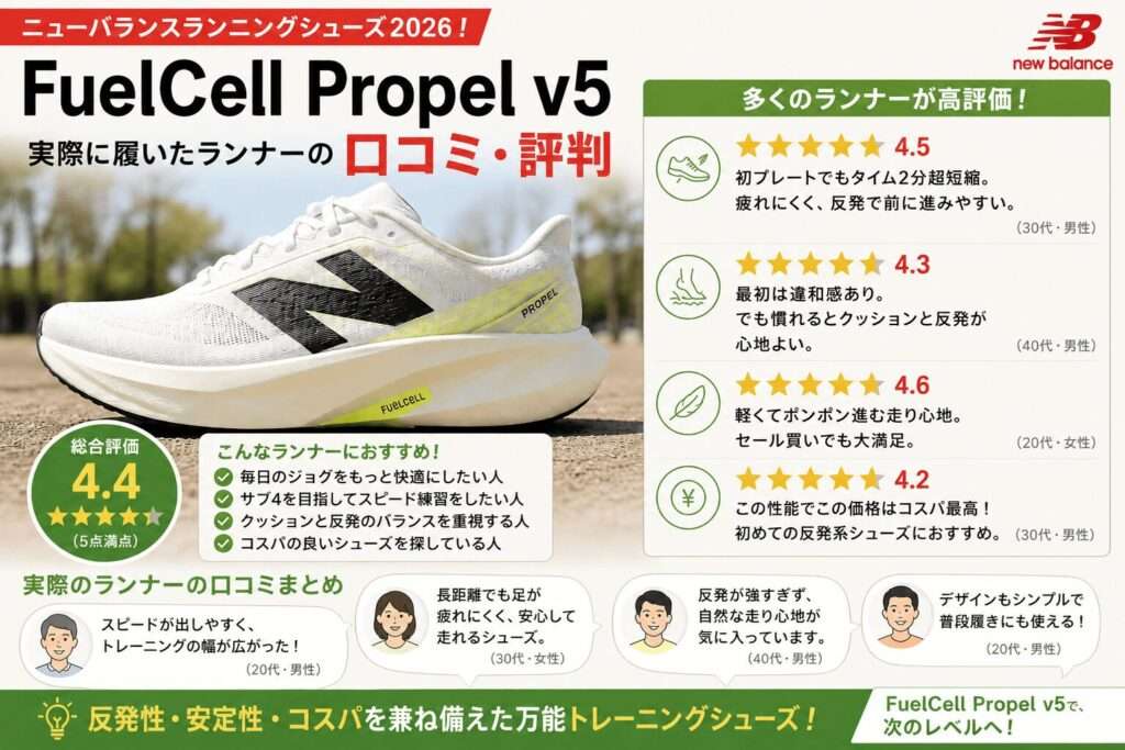 ニューバランスランニングシューズのFuelCell Propel v5実際に履いた人の口コミ・評判
