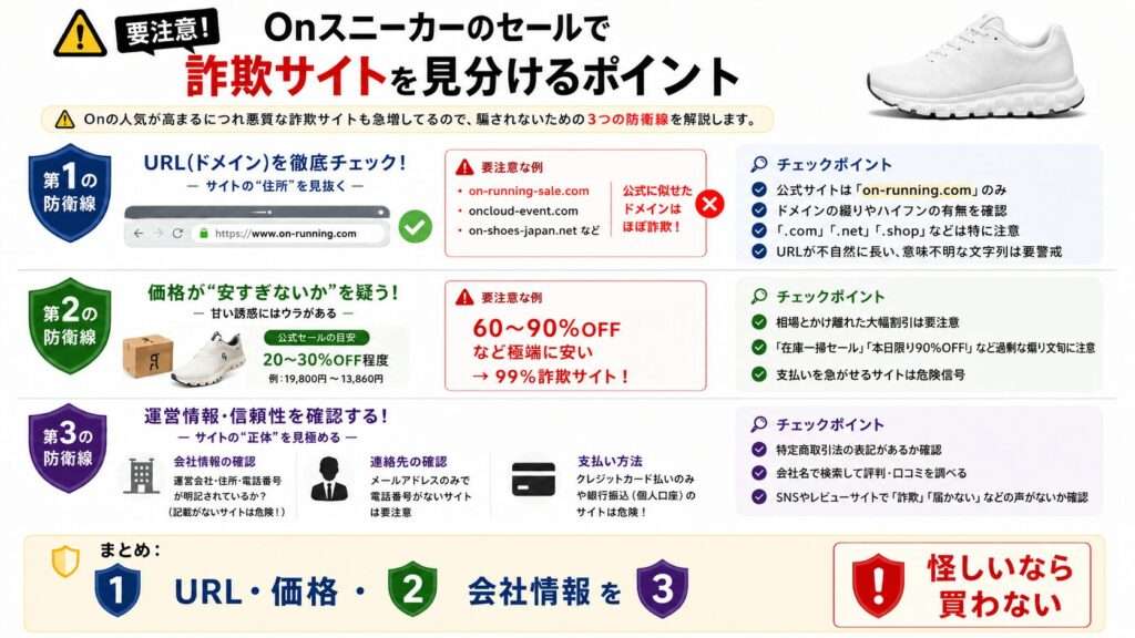 要注意！Onスニーカーのセールで詐欺サイトを見分けるポイント