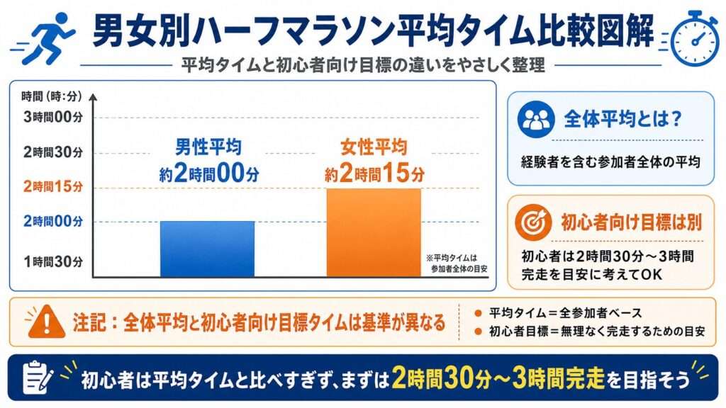 男性・女性の平均タイムは参考値として見る
