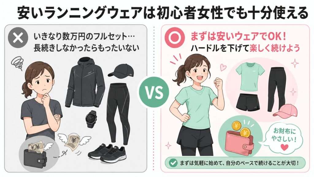 初心者女性向けの安いランニングウェア選び