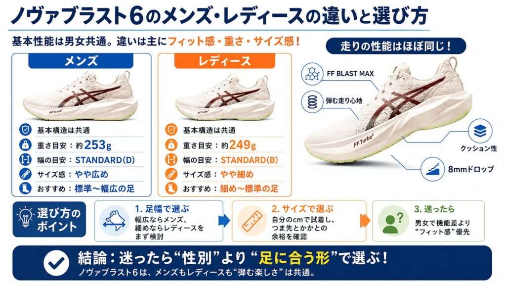 ノヴァブラスト6のメンズ・レディースの違いと選び方