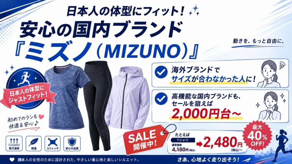 ミズノの女性向けランニングウェア
