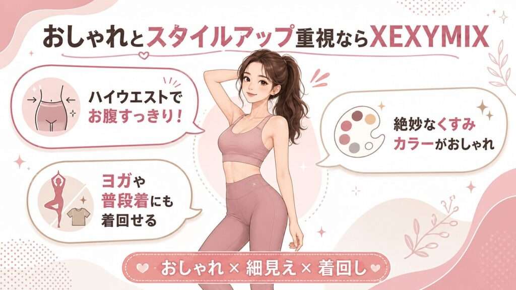 おしゃれとスタイルアップ重視なら「XEXYMIX」