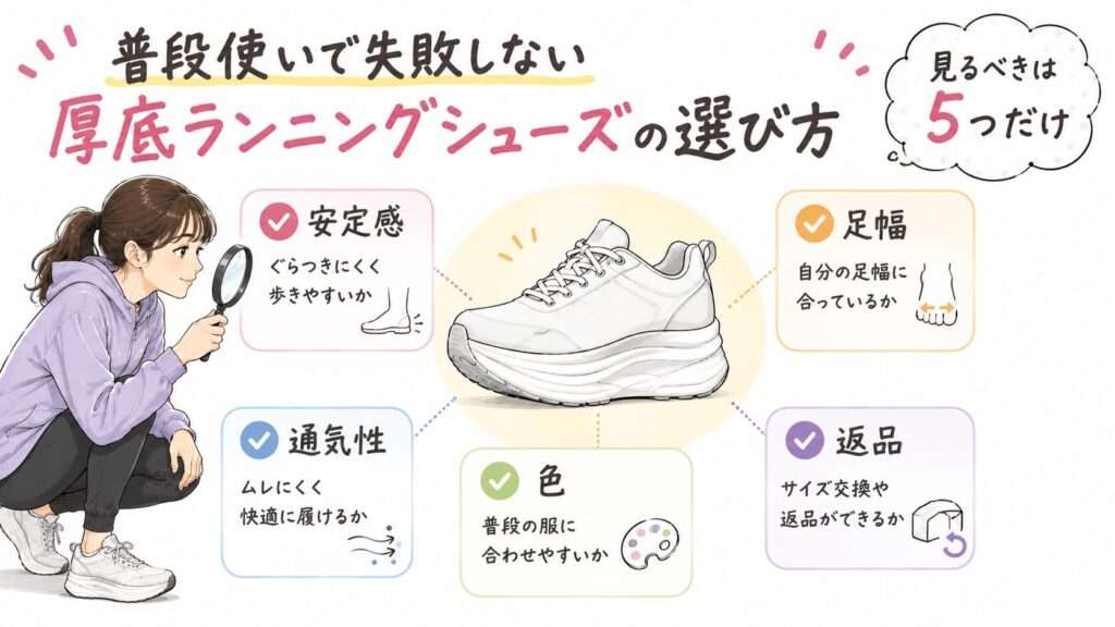 普段使いで失敗しない厚底ランニングシューズの選び方