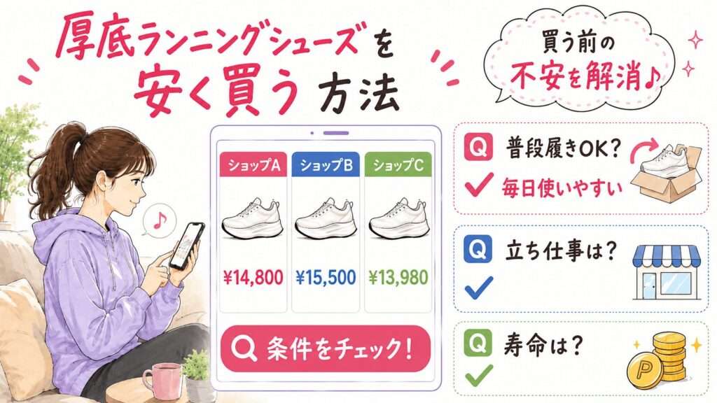 厚底ランニングシューズを安く買う方法